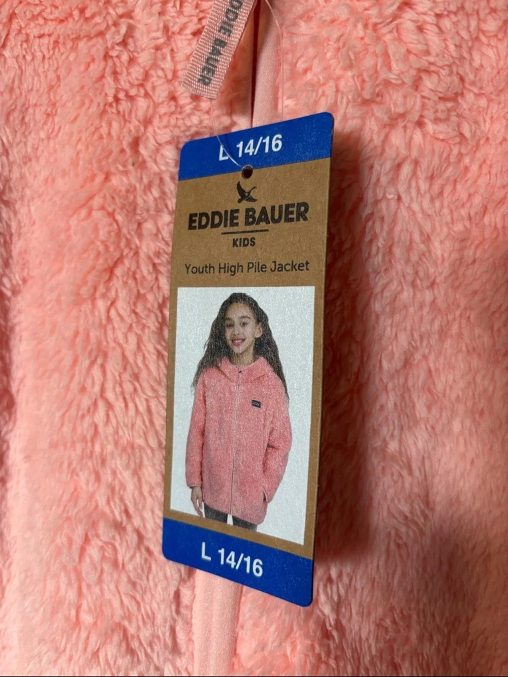 🆕 Eddie Bauer Youth High Pile Jacket, Fleece, pink, L 14/16 - NWT - Picture 4 of 4
